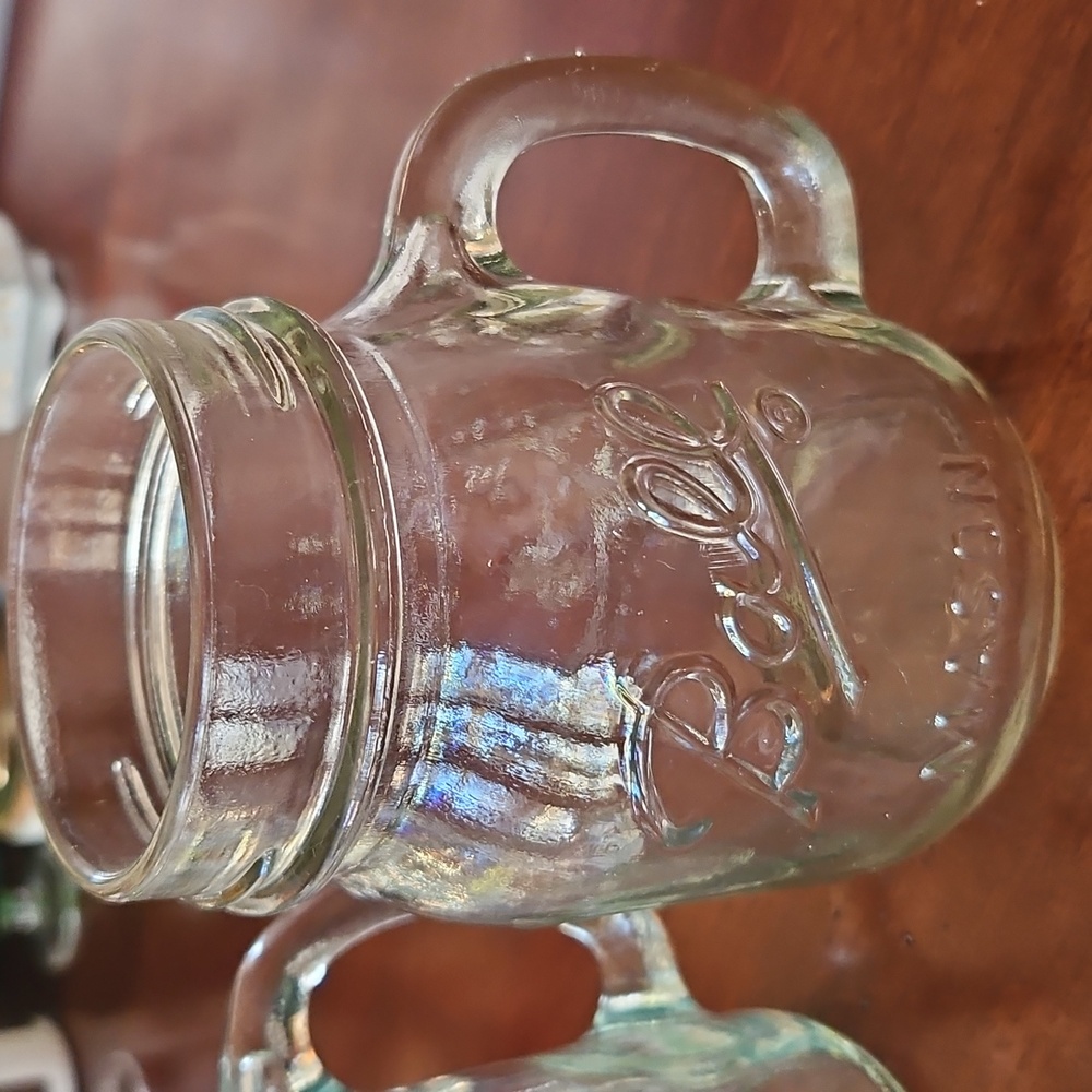 Glass Canning Jar Drink Mugs Beer Lemonade 2 Unmatched - Picture 2 of 8